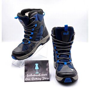 NWOB Jack Wolfskin Boys Gray/Blue Waterproof Hiking Winter Boots Size 3.5 2166